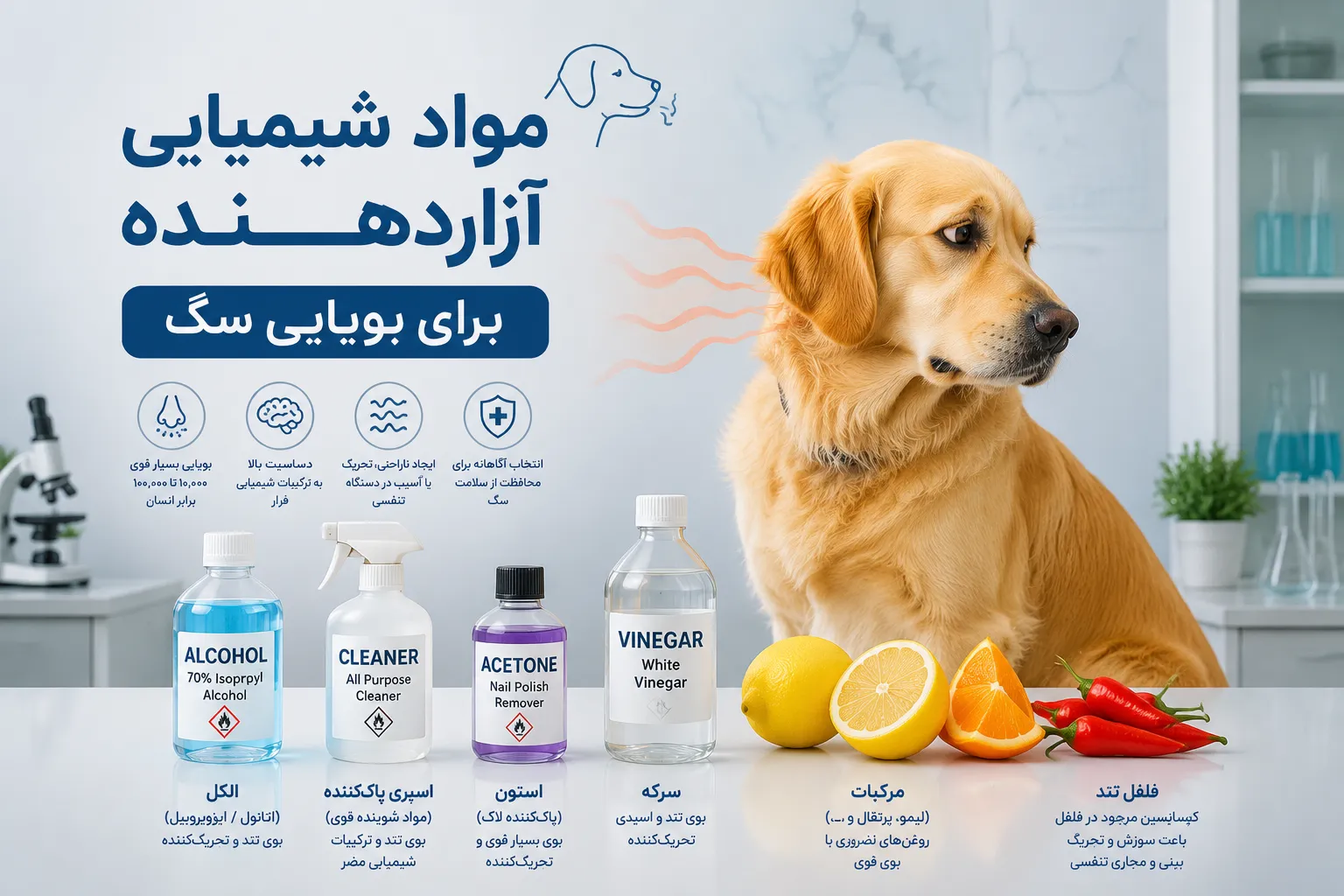 مواد شیمیایی از بین برنده حس بویایی سگ