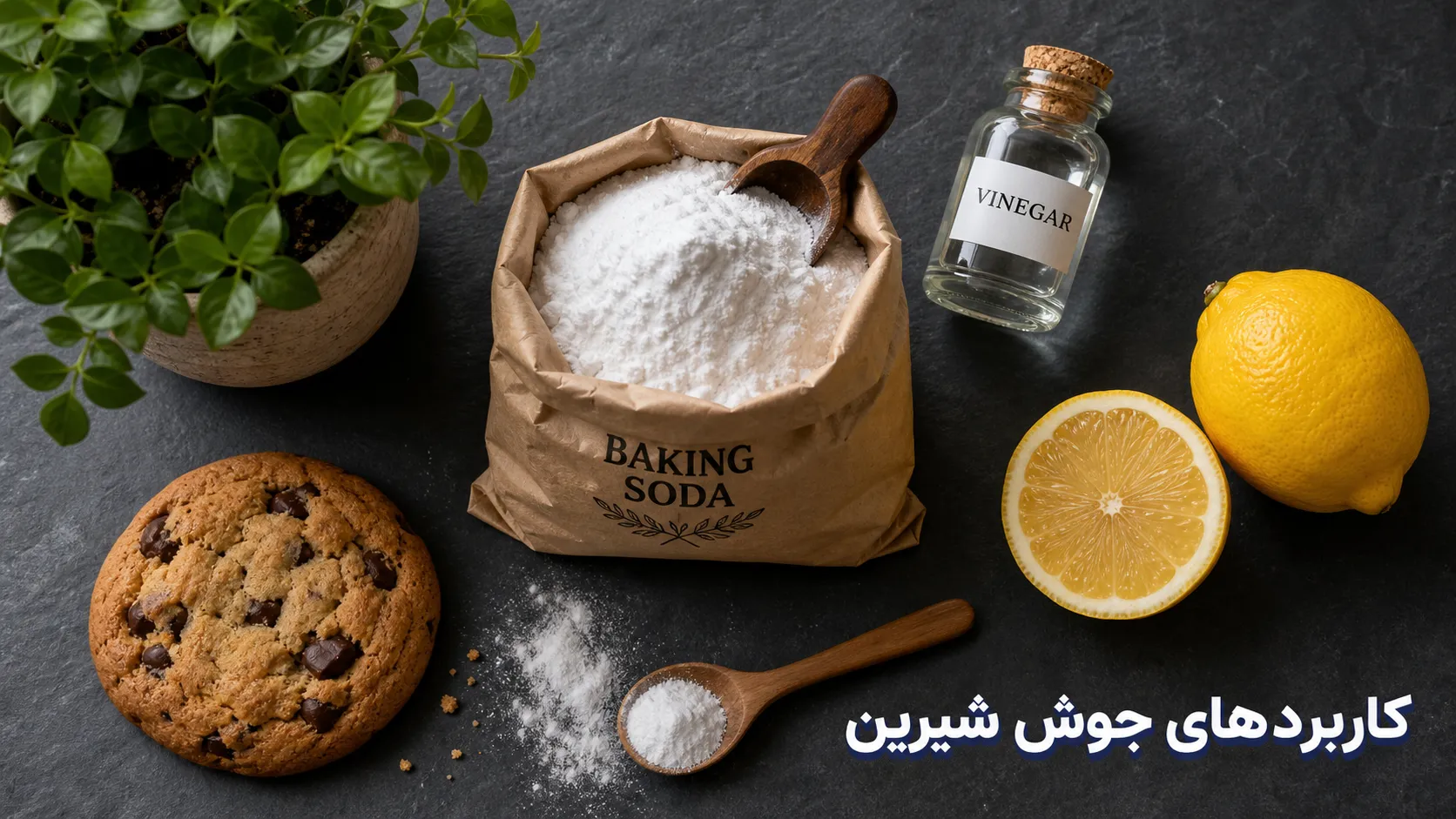راهنمای کامل جوش‌شیرین شامل معرفی خواص و ویژگی‌ها، کاربرد در آشپزی، نظافت و صنایع، تفاوت با بکینگ‌پودر، فواید، مضرات و روش نگهداری.