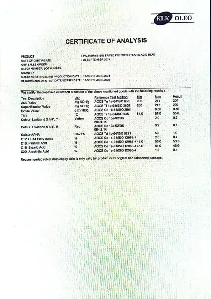 آنالبز اسید استئاریک