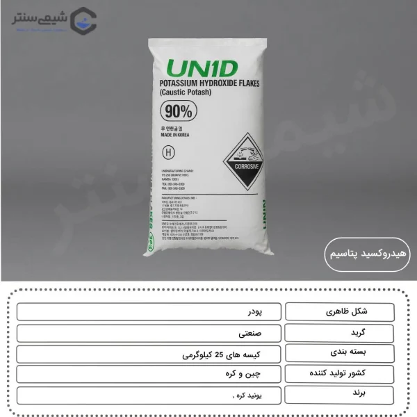 مشخصات شیمیایی و فیزیکی هیدروکسید پتاسیم (پتاس سوزآور)