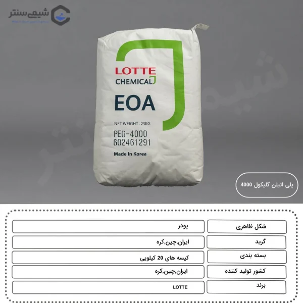 خصوصیات فیزیکی و شیمیایی پودر پلی اتیلن گلیکول