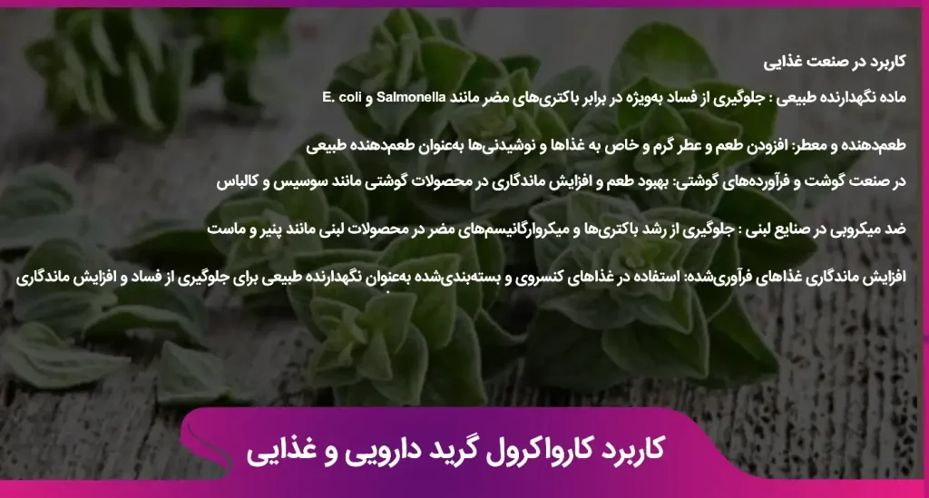 کاربرد کارواکرول گرید غذایی
