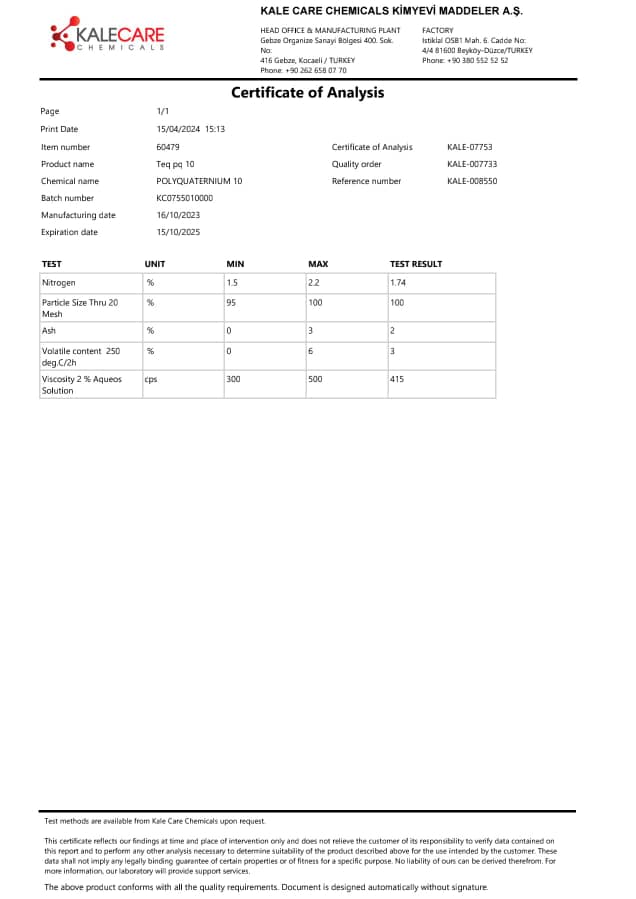 آنالیز پلی کواترنیوم 10