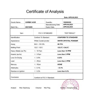 آنالیز سوربیک اسید