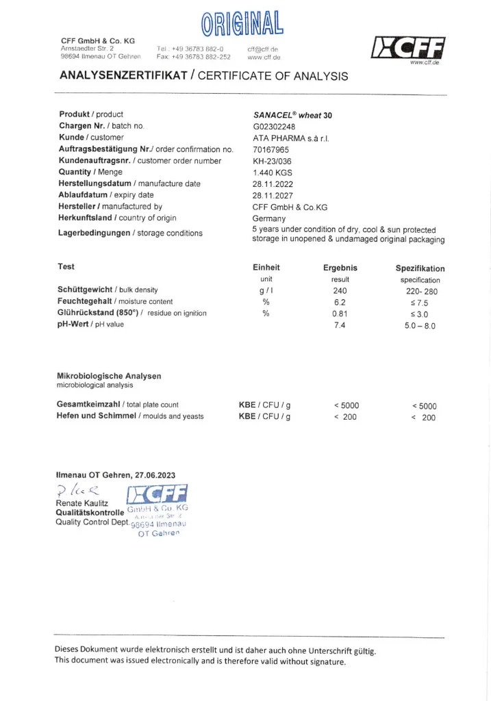 آنالیز فیبر گندم