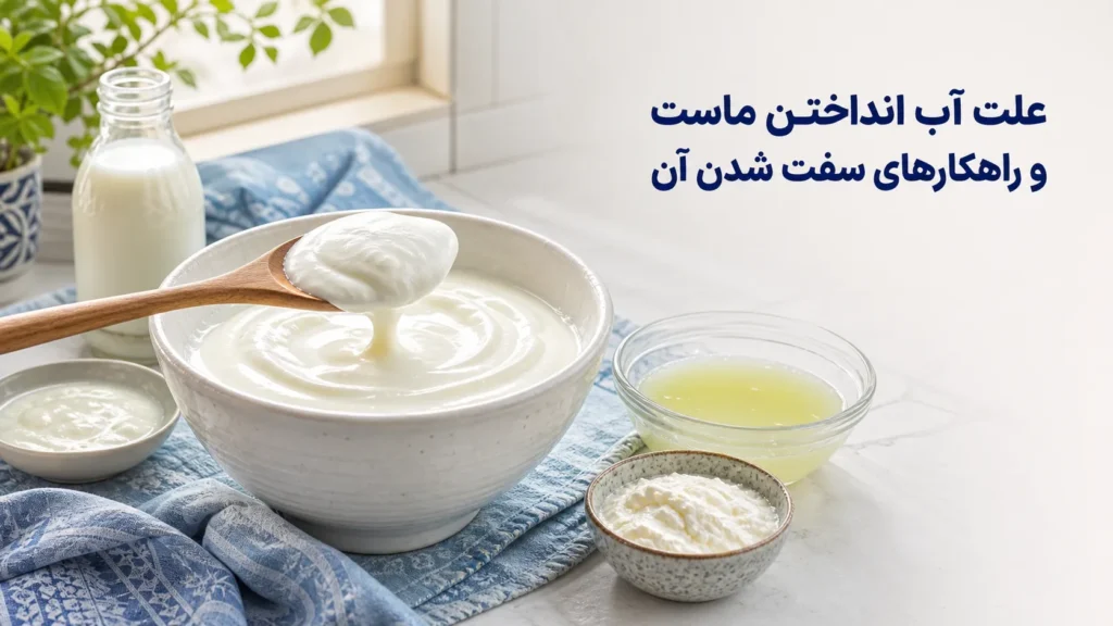 چرا ماست آب می‌اندازد؟ راهنمای کامل علت‌شناسی و ترفندهای رفع شل‌شدگی و سفت کردن ماست خانگی