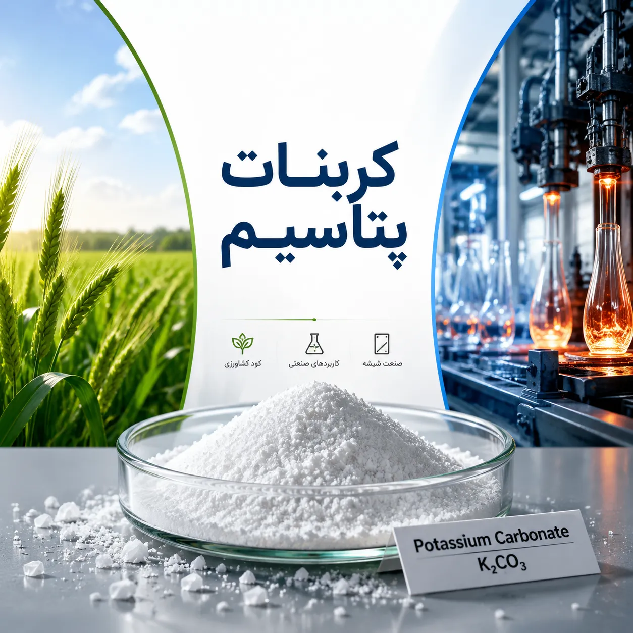 کربنات پتاسیم چیست؟ کاربردها، ویژگی‌ها و نکات ایمنی