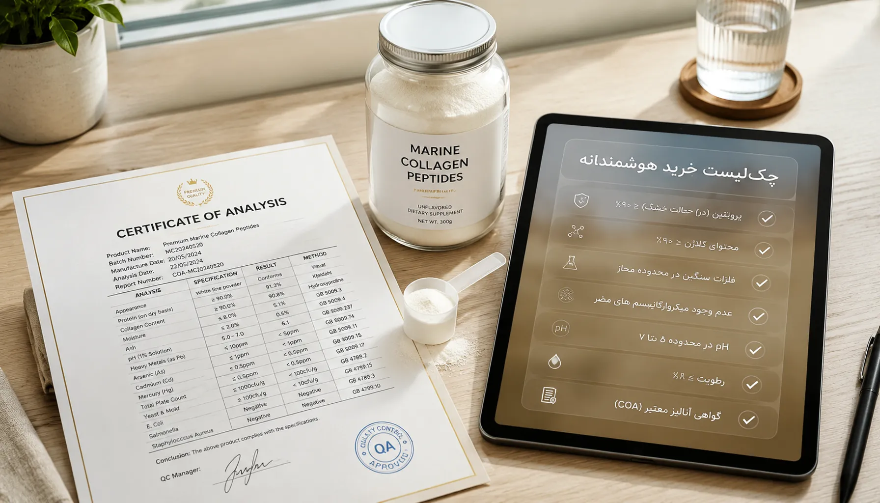 راهنمای جامع خرید کلاژن ماهی خالص؛ روش‌های عملی تشخیص کیفیت، تست بو و میزان حلالیت پودر اصل