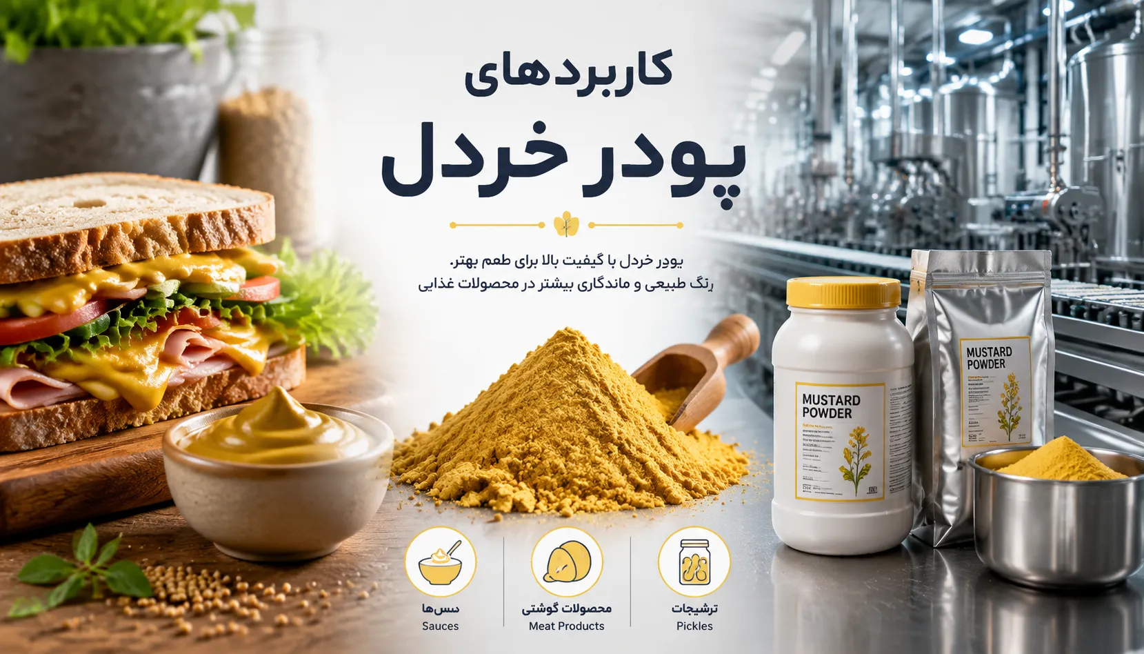 پودر خردل چیست؟ بررسی فنی خواص، کاربردهای صنعتی تا اسرار آشپزی + نکات خرید عمده پودر خردل چیست؟ بررسی فنی خواص، کاربردهای صنعتی تا اسرار آشپزی + نکات خرید عمده