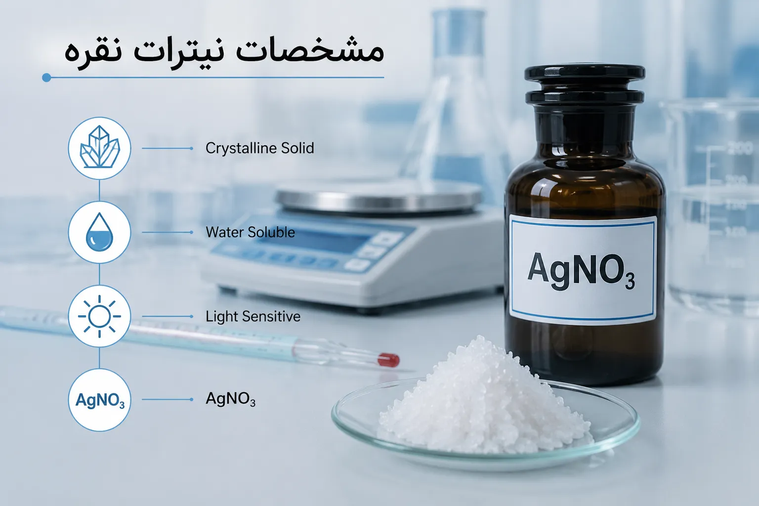 نیترات نقره چیست؟ خواص، کاربردها و نکات ایمنی