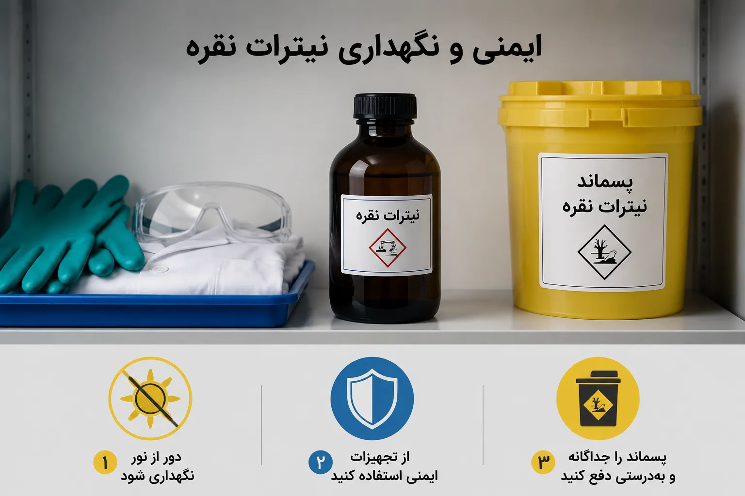 نیترات نقره چیست؟ خواص، کاربردها، تیتراسیون و نکات ایمنی AgNO₃