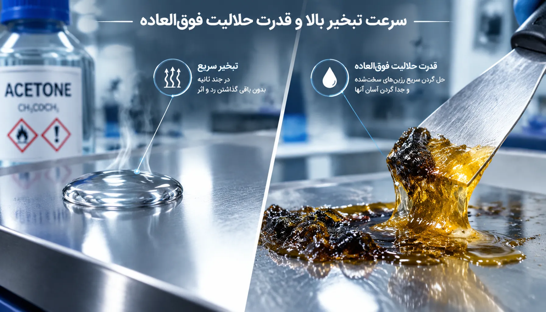 بررسی کاربرد استون در صنایع رنگ، رزین و چاپ؛ چرا استون حلال شماره یک در خطوط تولید است؟