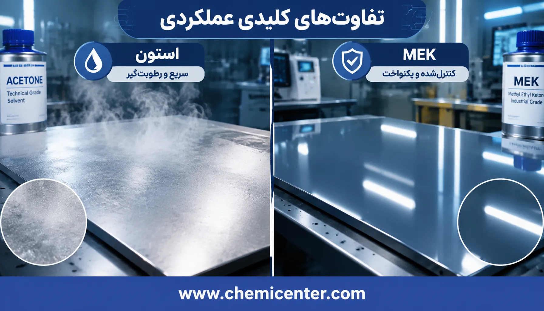 تفاوت متیل اتیل کتون و استون؛ کدام حلال مناسب‌تر است؟