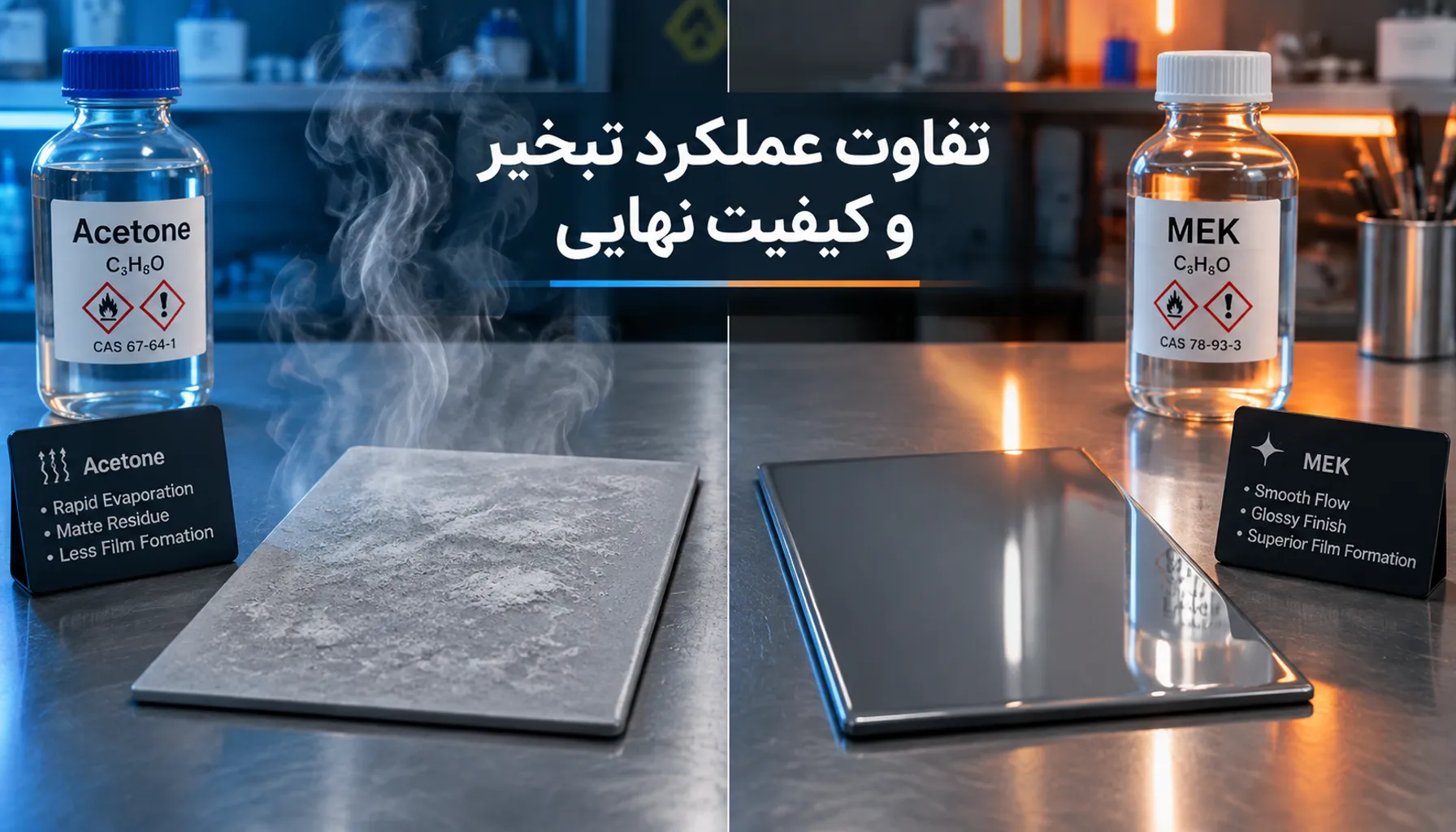 تفاوت متیل اتیل کتون و استون؛ کدام حلال مناسب‌تر است؟
