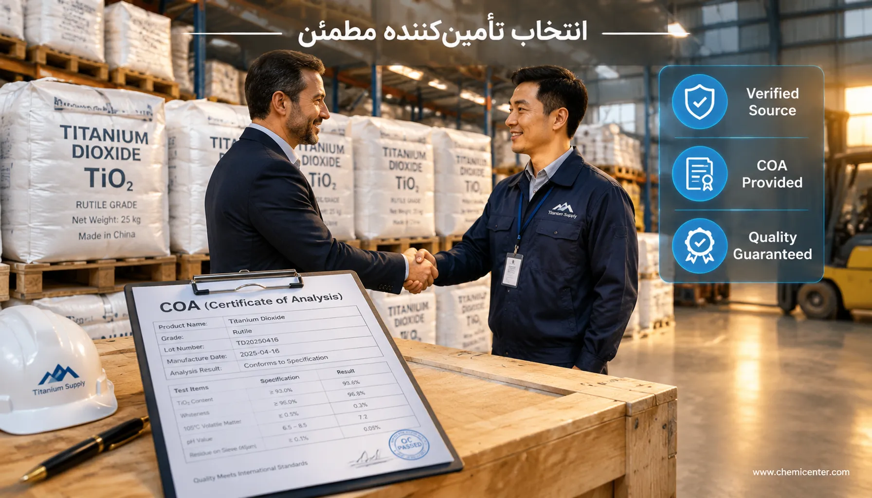 چالشهای تأمین تیتانیوم دی اکسید؛ چگونه خلوص و قدرت پوششدهی را در محموله بسنجیم؟ چالشهای تأمین تیتانیوم دی اکسید؛ چگونه خلوص و قدرت پوششدهی را در محموله بسنجیم؟