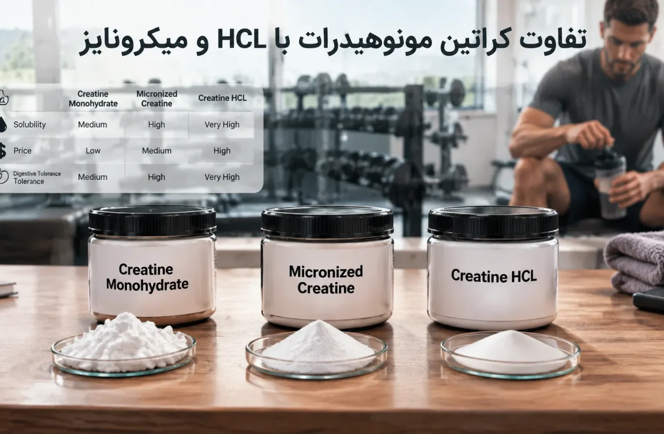 تفاوت کراتین مونوهیدرات با HCL و میکرونایز | کدام بهتر است؟